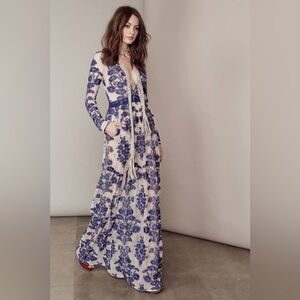 For Love and Lemons Temecula Floral Maxi Dress SZ S $298